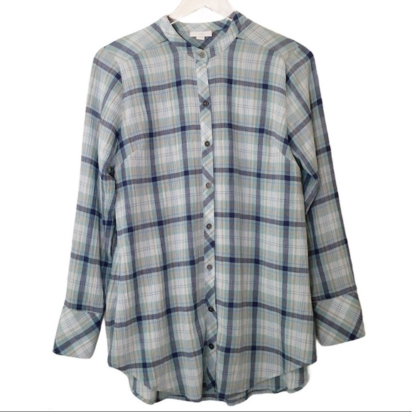 J JILL Plaid Button-Front Shirttail Tunic Top Size XS - Picture 14 of 14